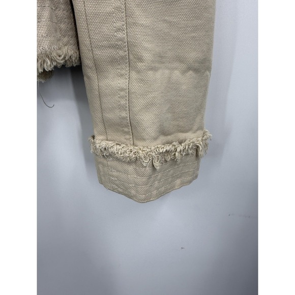 Diane Von Furstenberg Blazer Womens 6 Beige Raw Edge Fringe Jacket Open Front - Picture 3 of 7